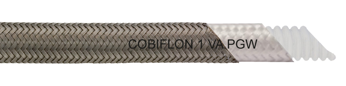 cobiflon va pgw teflonschlauch parallel gewellt mit edelstahlgepflecht ptfe fda fuer lebensmittel aggressive medien kosmetik gerade laenge