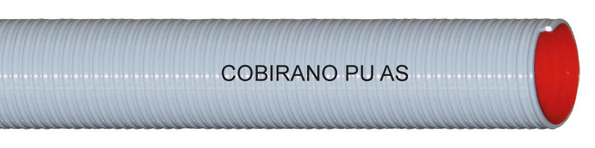 cobirano pu as pvc polyurethan saug und druckschlauch mit polyurethan innenseele rot aussen grau fuer futtermittel pellets mahl und mischanlagen gerade laenge