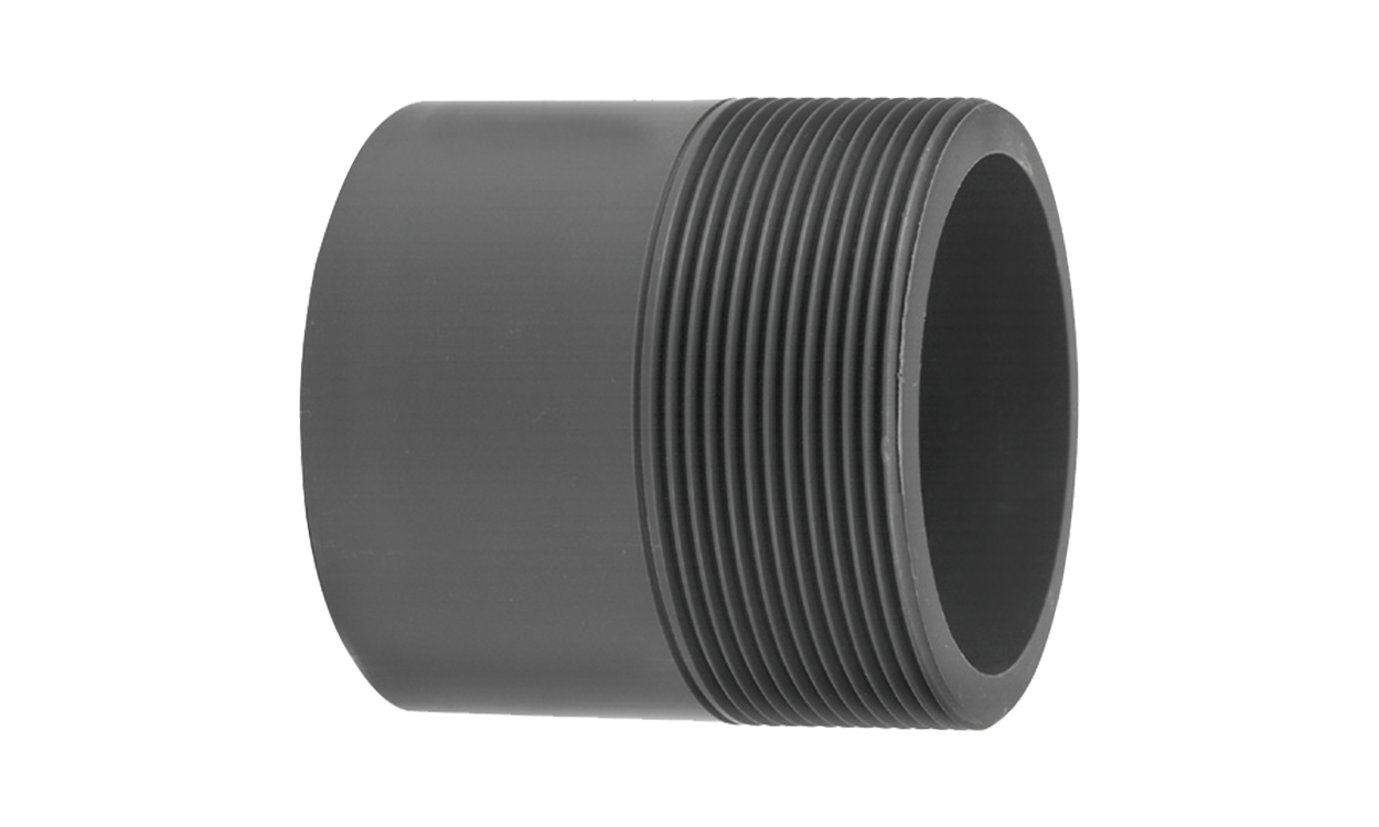 pvc gewindemuffe mit klebestutzen und aussengewinde