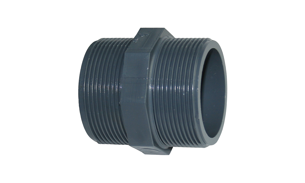 pvc doppelnippel mit achtkant und aussengewinde