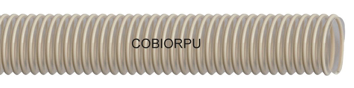 cobiorpu leichter polyurethan absaugschlauch mit elfenbeinfarbiger hart pvc spirale lebensmittelecht mikroben und hydrolysebestaending gerade laenge