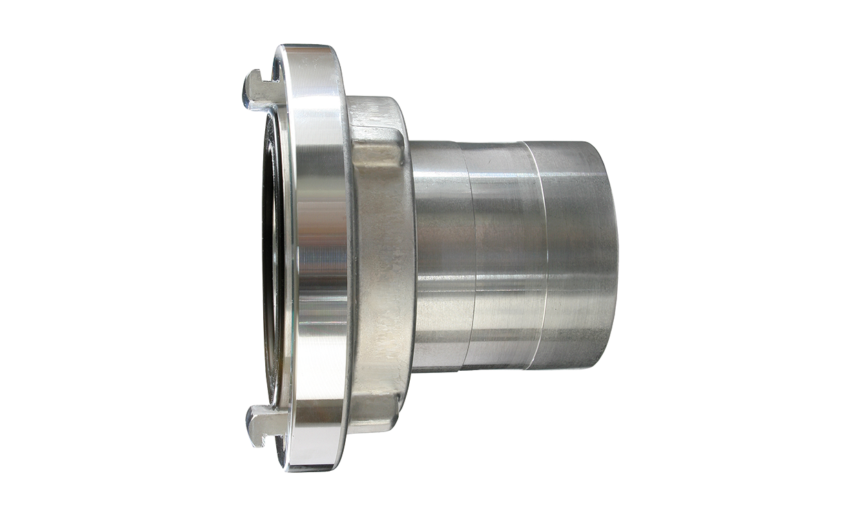 aluminium kupplung mit glattem durchgang fuer pelletschlaeuche system storz