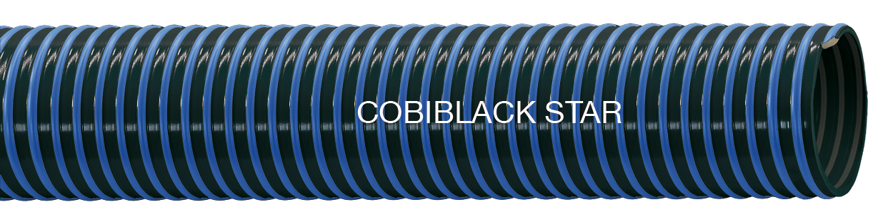 cobiblack star flexibler pvc saug und druckschlauch schwarz mit blauer spirale guelleschlauch gerade laenge