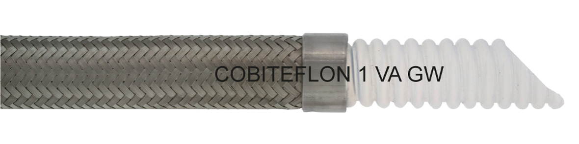cobiteflon va gw teflonschlauch gewellt mit edelstahlgepflecht ptfe fda fuer lebensmittel aggressive medien kosmetik gerade laenge