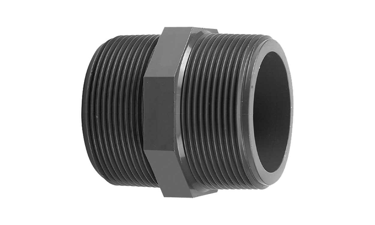 pvc doppelnippel mit achtkant und aussengewinde