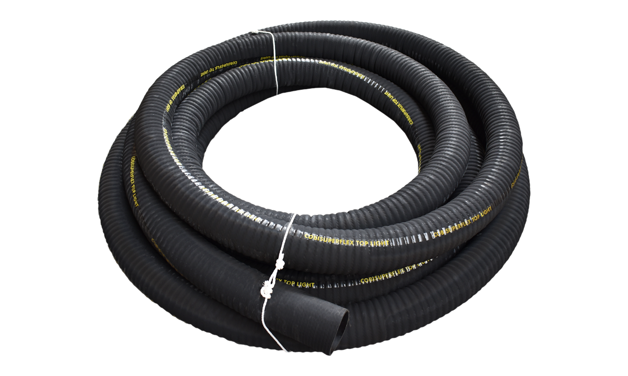 COBISUPERFLEX TOP LIGHT - Hoog flexibele rubber spiraalzuig- en transportslang met spiraalloze moffen
