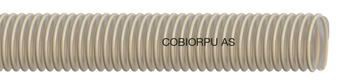 cobiorpu as leichter polyurethan absaugschlauch mit elfenbeinfarbiger hart pvc spirale mit kupferlitze lebensmittelecht mikroben und hydrolysebestaending gerade laenge