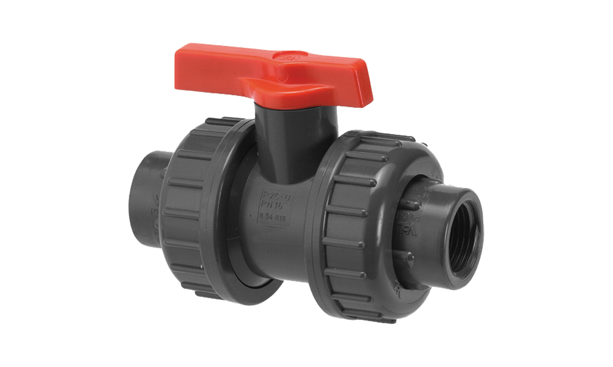 pvc labor kugelhahn mit innengewinde und ueberwurfmutter