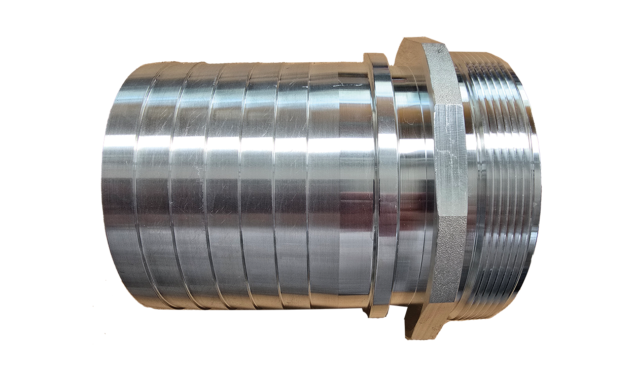 b aluminium schlauchstutzen mit aussengewinde mit gerilltem schlauchstutzen und sicherungsbund fuer schalen einbindung hcobi gmbh