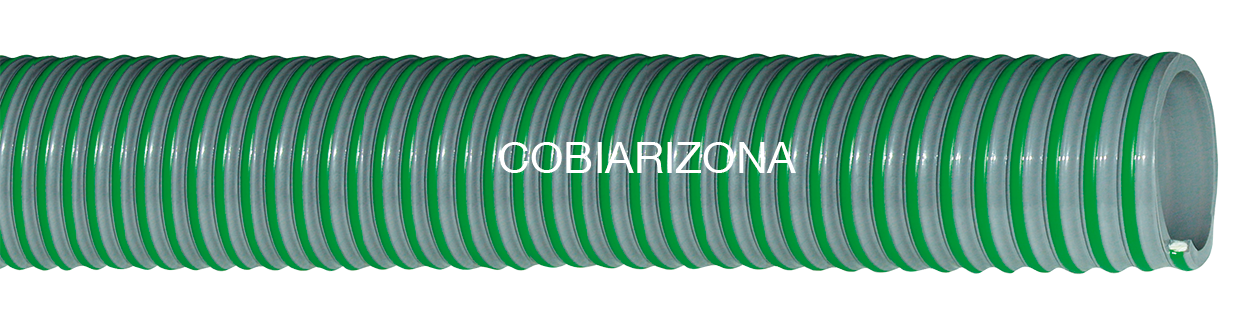 cobiarizona hochflexibler pvc saug und druckschlauch grau mit gruener spirale fuer kommunalfahrzeuge guelle gerade laenge