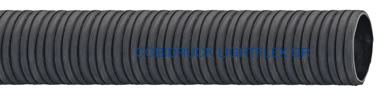 cobidruck lightflex gr hochflexibler kordelgerippter gummi spiralsaug und druckschlauch schwarz bar betriebsdruck gerade laenge