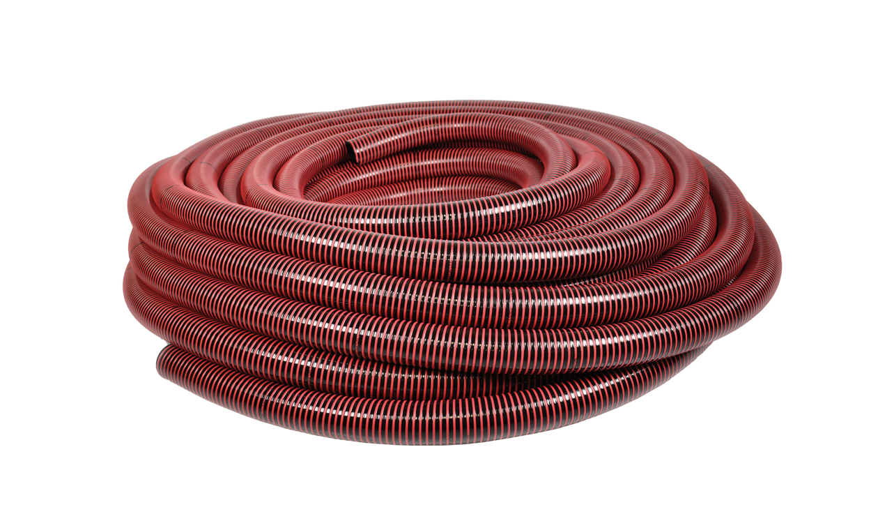 cobisuperflex hochflexibler pvc saug und druckschlauch schwarz mit roter spirale fuer kommunalfahrzeuge pvc buna gemisch rolle